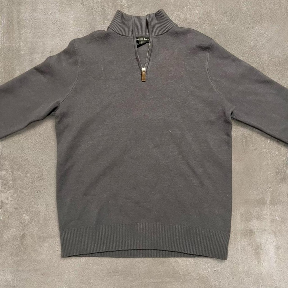 Christian Lacroix Gray Quarter Zip Sweater Men’s Medium Minimalist Pullover - Picture 2 of 4